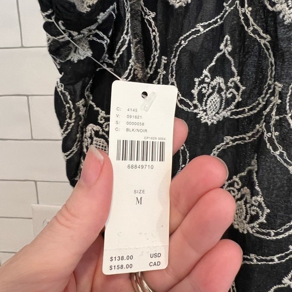NWT!! Anthropologie SHEER EMBROIDERED MINI DRESS. Size M. Black Embroidered. - Picture 8 of 11